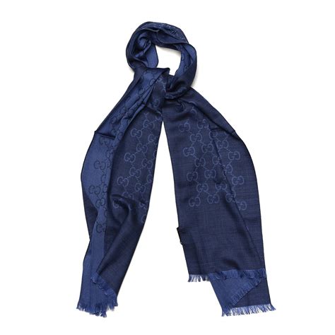 navy blue gucci scarf|Gucci jacquard wool scarf v.